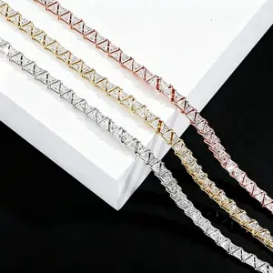 Triangle Moissanite Bracelet Trendy Hip Hop Inspired Jewelry for Women & Men, Fashionable Affordable Gift