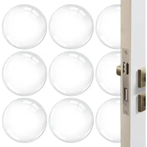 9 count Wall Door Handle Stopper 1.57", Door Stopper Wall Protector, Sturdy Self Adhesive, Round Wall Shield Cushion, Guard Door Bumper, Soft and Transparent, Clear Wall Protector Silencer.