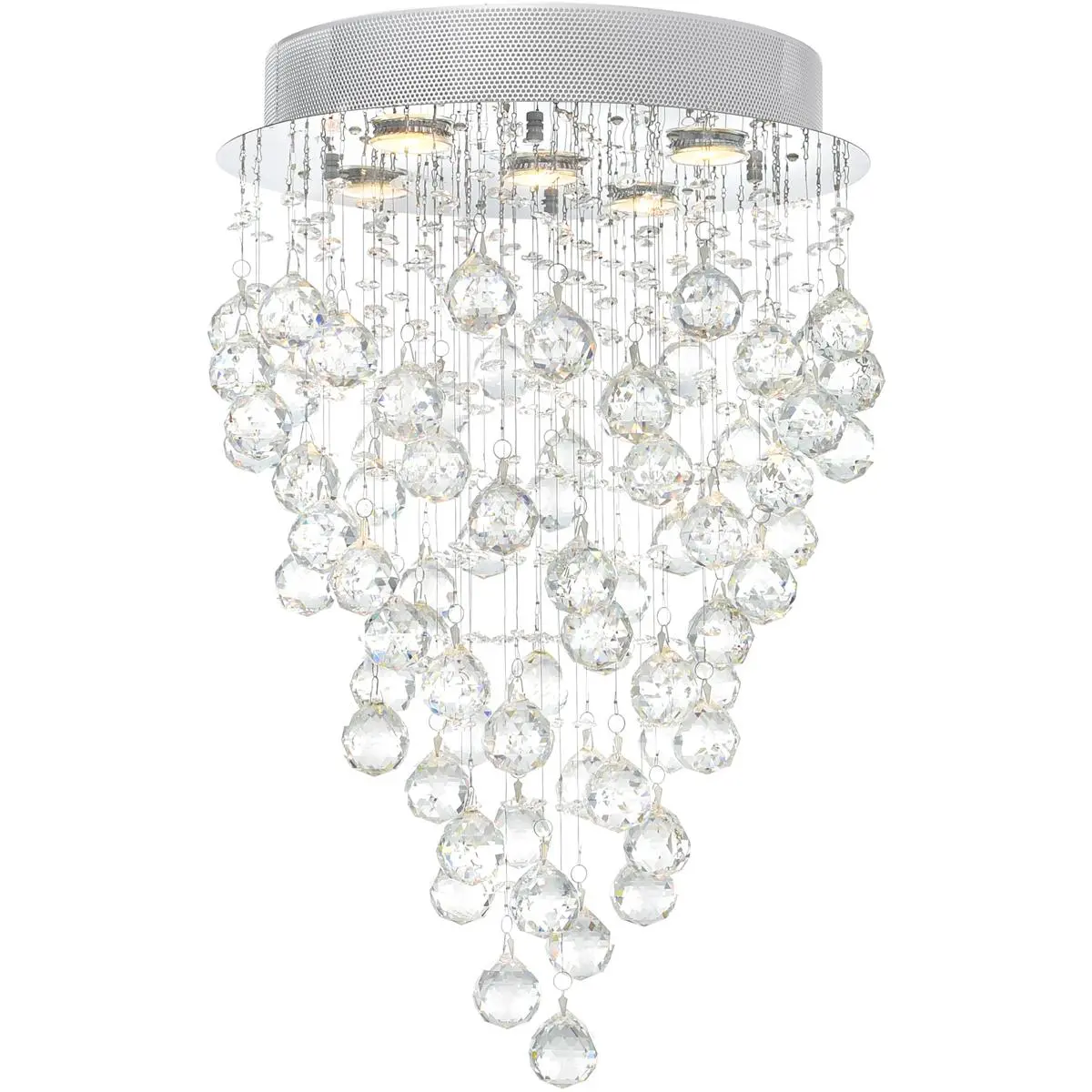 CWI Lighting Rain Drop 5 Light 16 inch Chrome Flush Mount Ceiling Light 6601C16C