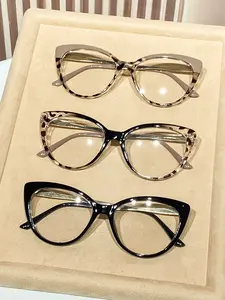 Women's Classic Vintage Cat Eye Full Frame Glasses, Fashionable Streetwear Style, Perfect for Photography and Music Festivals