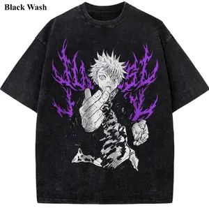 Satoru Gojo Vintage Wash Tee, Jujutsu Kaisen T-shirt, Anime Graphic Tees, Unisex Shirt, Anime Gift For Fan, Gym Workout Shirt, Menswear Womenswear Crew Neck Oversize Fit Heavy Cotton