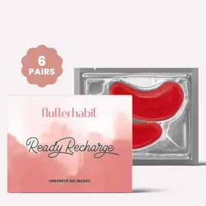 FlutterHabit Ready Recharge Under Eye Gel Masks - Depuffs, Hydrates, & Refreshes - Cooling Lightweight Mess-Free - Eye Patches Skincare