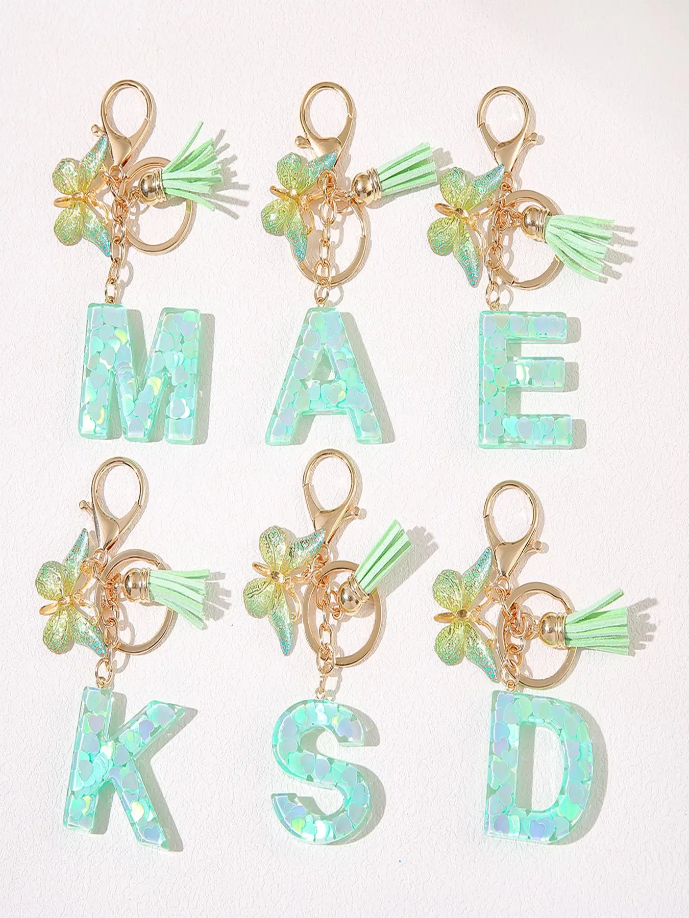 Cute Letter & Butterfly Design Keychain, Keyrings, Keychain Decor, Fashionable Resin Initial Letter Keychain for Women & Girls, Trendy All-match Keychain for Birthday Gift, Cute Charms Keychain, Stylish Keychain, Cute Keychains