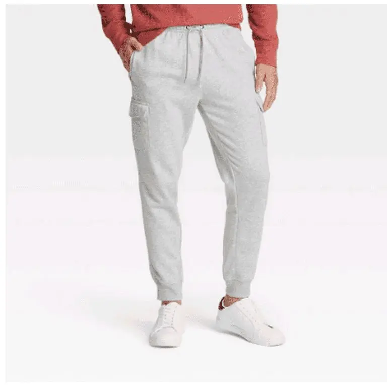 Men's Fleece Cargo Jogger Pants - Goodfellow & Co Gray S