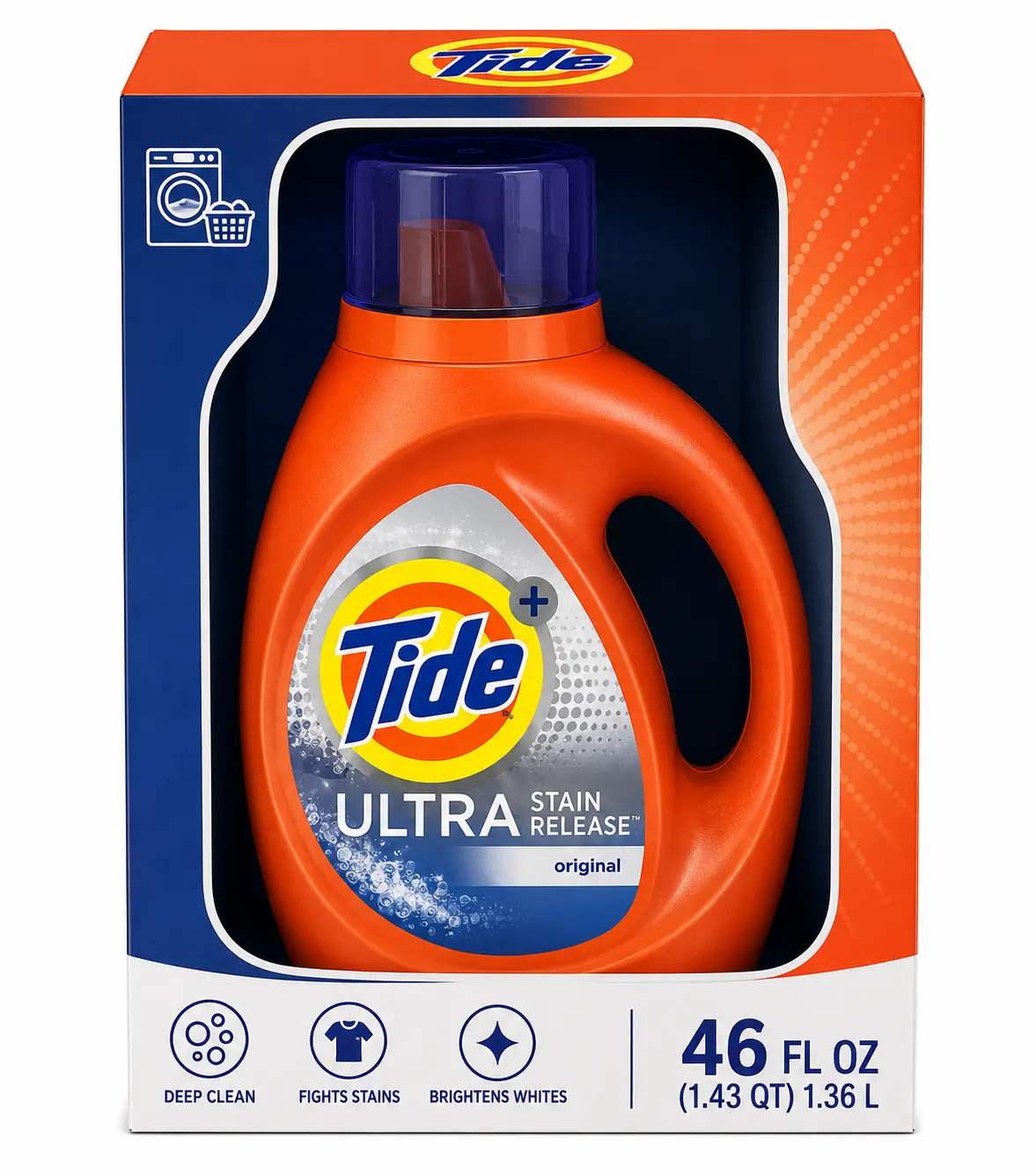 Tide Ultra Stain Release Liquid Laundry Detergent, Original Scent, 46 fl oz (1.36 L), HE Compatible, Deep Clean & Powerful Stain Removal