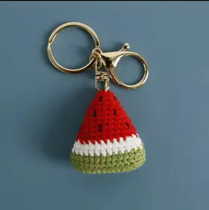 Crochet Watermelon Triangle Keychain – Handmade Fruit Charm for Bags & Keys