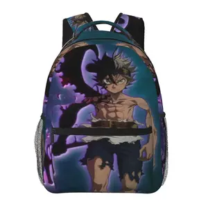 Black Clover school backpack with large capacity — casual daypack for outdoor sports and office; cartoon Black Clover merchandise laptop backpack/school bag for boys, girls, and gift giving