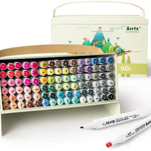 Arrtx Markers Alcohol Markers ALP 90 with Dual Tips, Permanent Art Marker Pen for Artist Adults Coloring, Drawing, Comic,Sketching