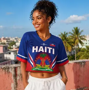 Custom Haiti Soccer Crop Top Jersey Personalized Name Number, Haiti Football Crop Tee, Haitian Fan Festival Shirt, Custom Haiti Jersey Gift