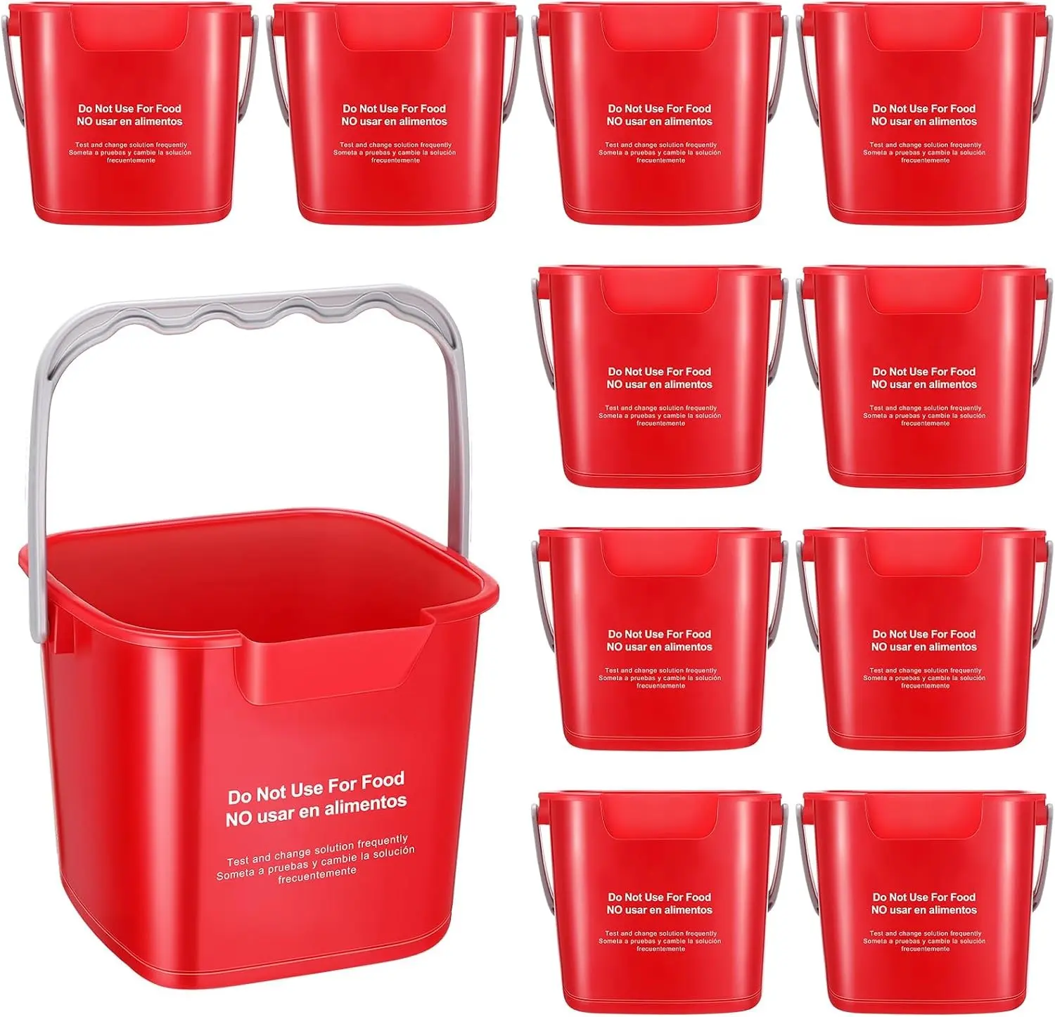 12 Pcs 3 Quart Cleaning Bucket Small Sanitizing Square Bucket Detergent Pail for Home Office Commercial Restaurant Kitchen Bathroom School (Red)