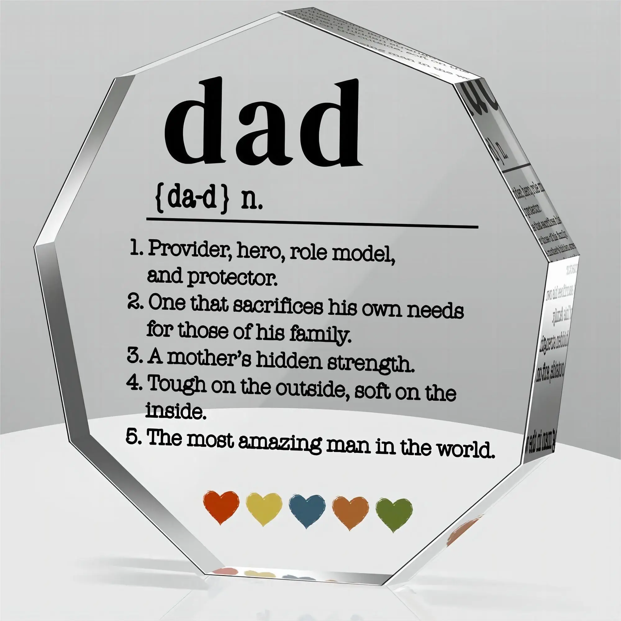 Acrylic Dad Award Decor, 1/9 Counts Clear Dad's Inspirational Words Statue, Award for Father Of The Year Gifts for Home