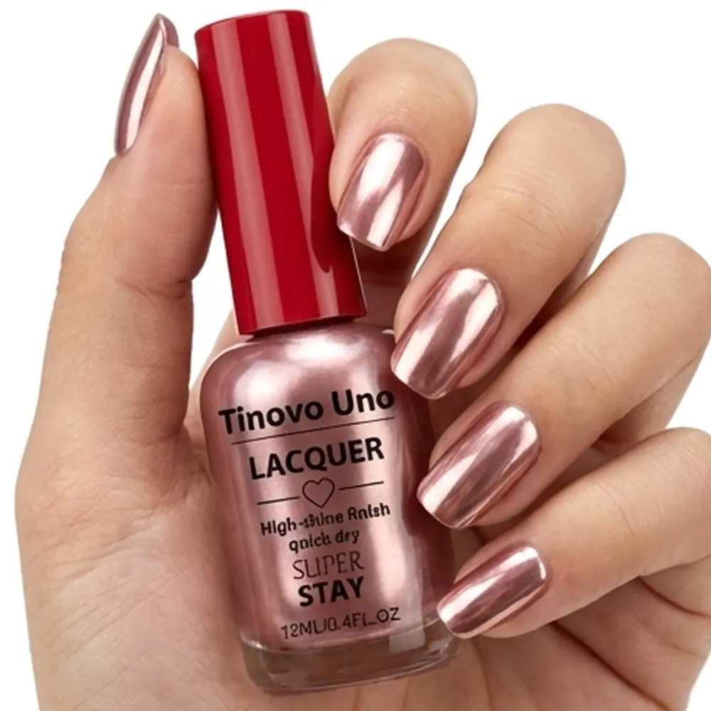 Tinovo Uno Rose Gold Quick-Dry Liquid Fingernail Polish, Alcohol-Free Salon-Style Manicure