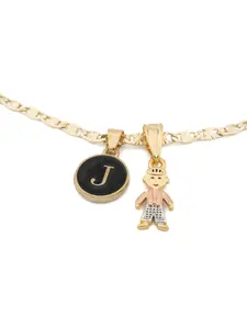 Beautiful Gold-Plated Boy or Girl Charms with Stainless Steel Initial & 18-inch/24-inch Chain Necklace Fashionable Jewelry Accessories