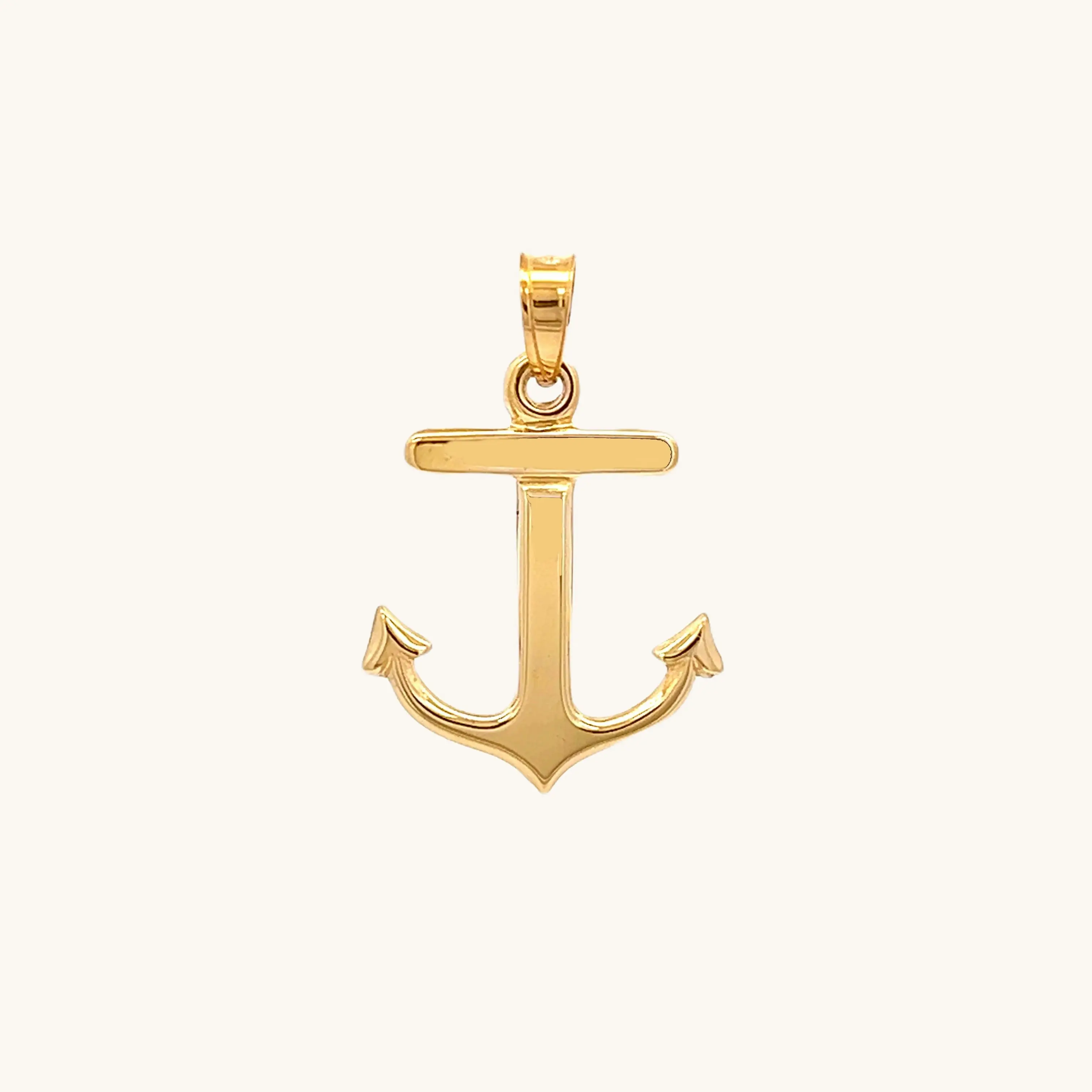 SOLID 14K YELLOW GOLD MARINERS CROSS ANCHOR CHARM PENDANT