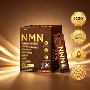 NMN + Resveratrol 1220mg | 8-in-1 Advanced NAD+ Supplement with TMG, Quercetin, CoQ10, PQQ, Grape Seed & Apigenin | Supports Cellular Energy, Healthy Aging & Antioxidant Activity | 30 On-The-Go Packets