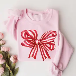 Christmas Bow Sweatshirt, Red Bow Christmas Sweater, Cute Holiday Sweatshirt, Funny Xmas Gift for Her