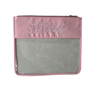 Large Pink “Stitches” Needlepoint Project Bag