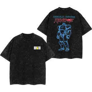 Mecha Man Robert Robertson Dispatch Super Hero Game Double Printed Oversize Lightweight Acid Washed Tee TV Show Graphic Top Cotton T-Shirt, Ideal Gift for Comic Lovers and Movie Fans