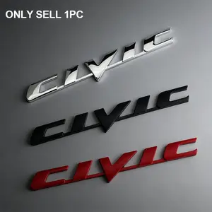 Civic Logo 3D Aluminium Letter Car Styling Emblem Badge Sticker Decal Car Stickers Auto Accessories For Honda Pilot Odyssey HR-V Prologue ZR-V Passport Fit Freed WR-V Ny1 CR-V Accord Vezel CITY Insight Ridgeline BR-V N-ONE Elevate Shuttle CLARITY NSX