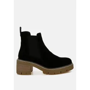 Rag & Co Womens Vostok Suede Chunky Chelsea Boots 5