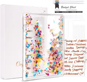 Budget Binder with Cash Envelopes, [Confetti Glitter] Money Savings Binder