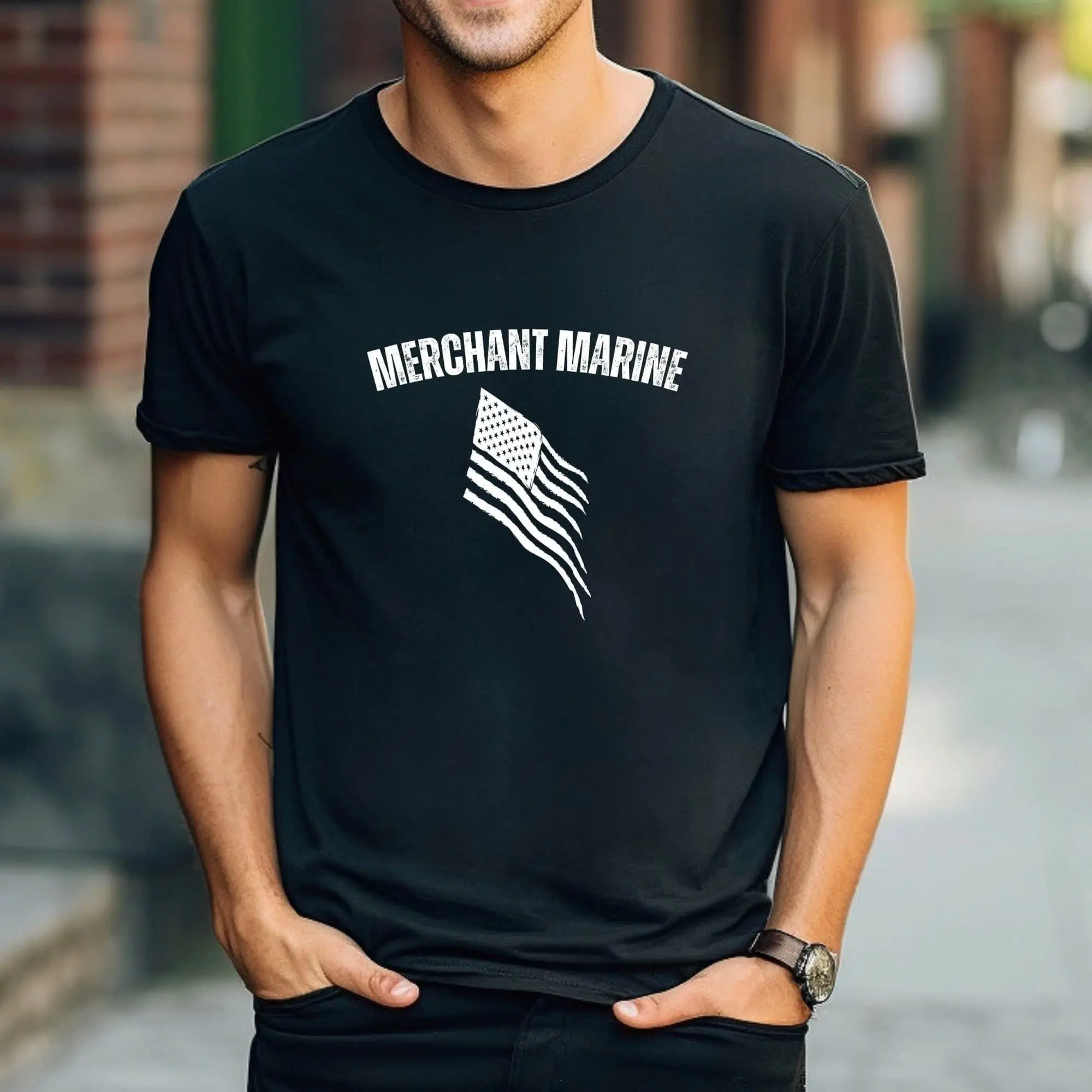 Merchant Marine T-Shirt, American Flag Merchant Mariner Shirt, Tee Shirt for men, Merchant Marine Gift, Nautical Tshirt, Maritime Shirt