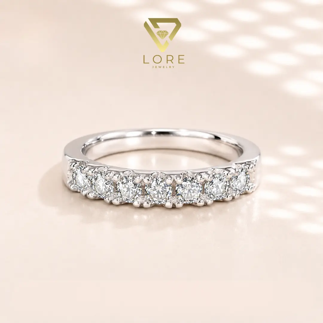 7-Stone Moissanite Ring S925 0.77 CT - Round Cut - Lore Jewelry