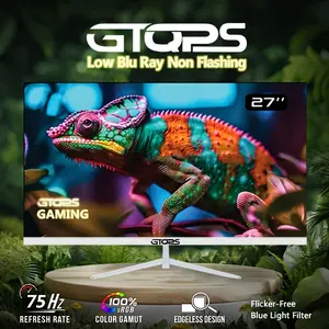NEW-27" GTQPS Edgeless Gaming Monitor - 100% SRGB, Eye-Caring, Frameless Design, 75Hz Refresh Rate, HDMI/VGA Connectivity, White 2024 Computer Monitor for PC and Desktop - Perfect for Gaming and Office Use