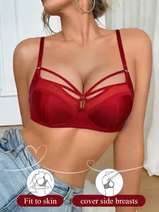 Women's Plain Push-Up Bra, Elegant Fit Comfortable Breathable Gathered Design, Soft Lightweight Innerwear, All-Season Wear, Medium
