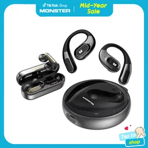 Monster Open Free AC100 Open Ear Headphones, Bluetooth 5.3 Wireless Headphones with Earhooks, Immersive Stereo Sound by Dual Large Driver, Clear Talk, 30H Playtime,Waterproof Sport Earbuds for Running comfortable  headset