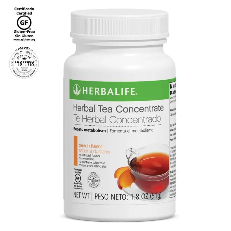 Herbalife Herbal Tea Concentrate Peach 1.8 oz, Instant Black Tea Powder, Ready-to-Mix Beverage, Hot or Iced Drink, Natural Ingredients, Peach Flavor, Gluten Free, Daily Refreshment, Tea Drink Mix, Travel Size