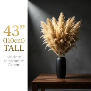 20 Stems 45-inch Large-Sized Pampas Grass for Home Dining Table Wedding Party Decoration Natural Boho Style Decorative Plants Ornaments