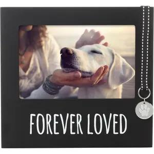 Forever Loved Pet Keepsake Picture Frame, Photo Frame for Pet Owners and Dog Lovers, Ideal Memorial Gift for Loss of Dog and Pet Remembrance, Wall Mount And Tabletop Frame, Black