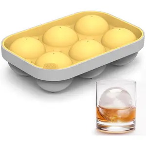 2.5inch Spherical Ice Ball Tray For , Big Ice Freezer Mold for ,Easy Fill In & Release  Mold, Durable & Spherical Ice Maker (Sunshine)