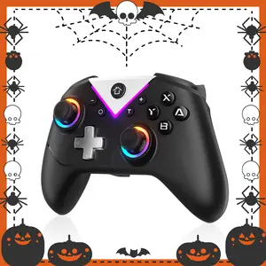 Switch Controller Button RGB - Wireless Pro Controller Compatible with PC/Switch/Steam, Multi-Platform Windows PC/IOS/Android Controller with 11 Light Mode/Programmable/Vibration/Turbo/Wakeup Accessories