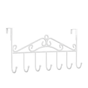 Door Hook Punch-Free Strong Clothes Hook Clothes Rack Wall-Mounted Hat Key Rack Storage Cast Iron Moonlight White Organiser for Home Organization - Installation
