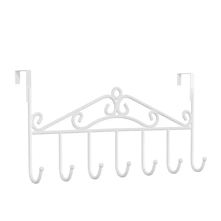 Door Hook Punch-Free Strong Clothes Hook Clothes Rack Wall-Mounted Hat Key Rack Storage Cast Iron Moonlight White Organiser for Home Organization - Installation, Space Saving Organizer, Storage Hooks