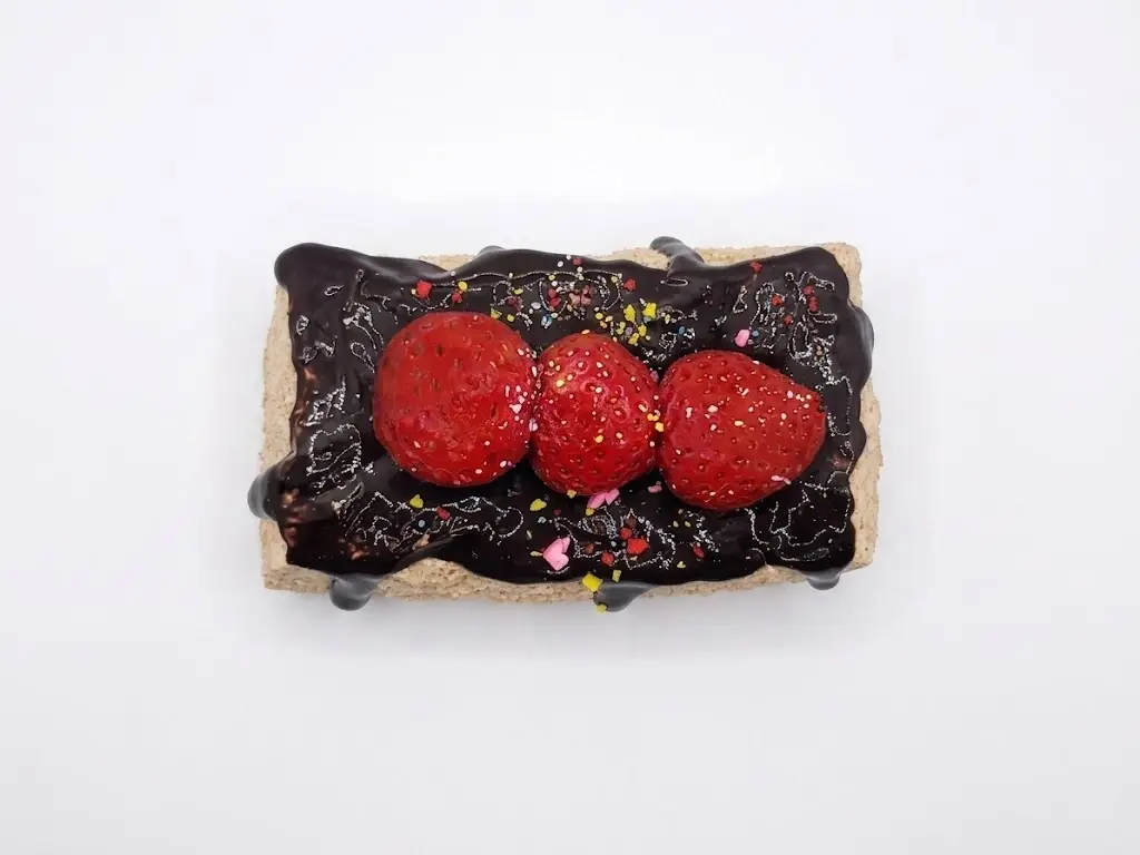 Handmade Strawberry Choco Toast "Muddy" Squishy - Food-Grade Silicone Squishies Sensory Fidget Toy, Thick & Dense Texture, Stress Relief, Durable, Birthday Surprise, Holiday Stocking Stuffer, Stylish Desk Companion, Sensory Products