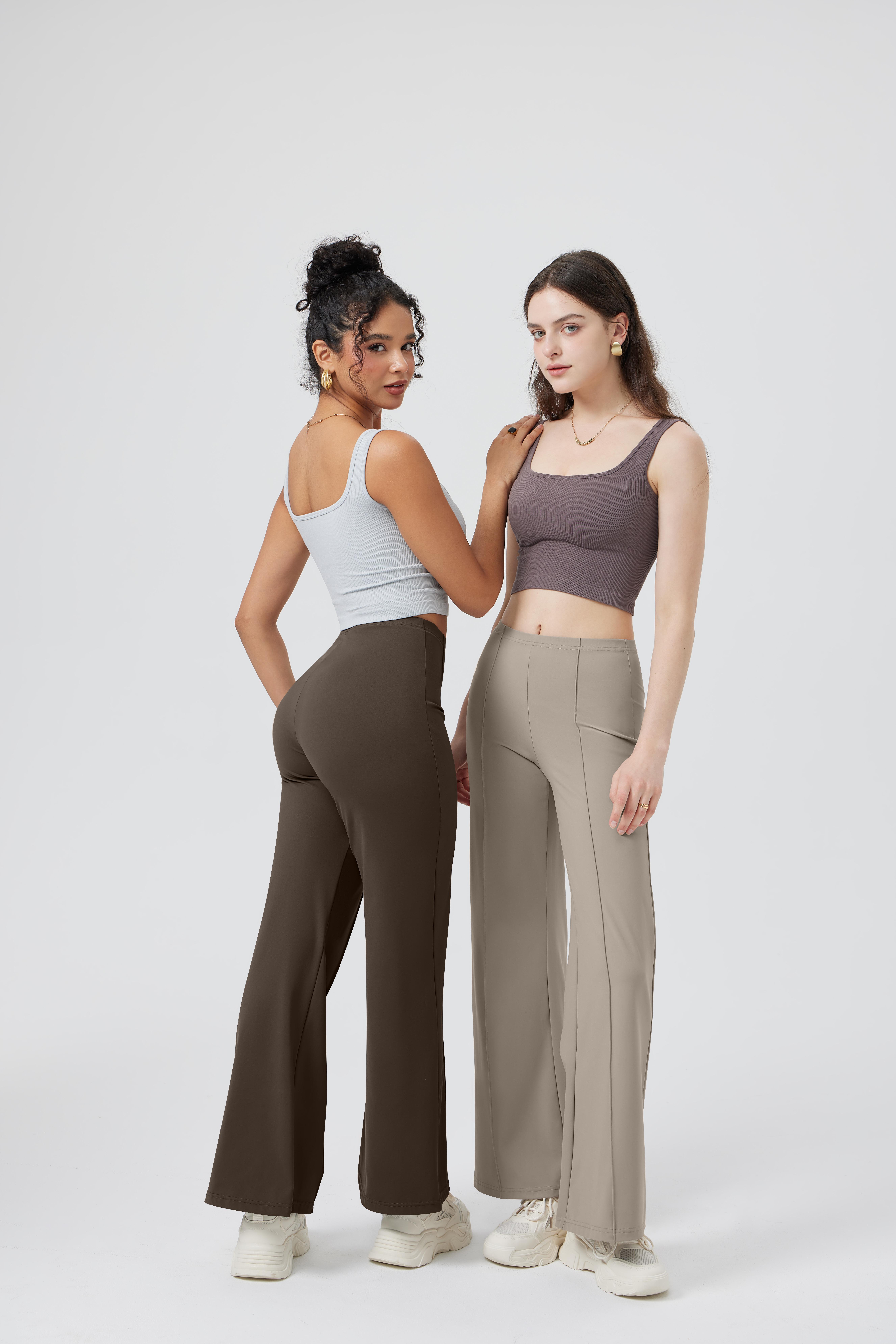 OQQ Women Straight Leg Pants High Waist Casual Lounge Work Basic Pants Vacation Comfort Trouser Minimalist Womenswear Bottom Lady Trouser,clothes for back to school,first day of school outfits