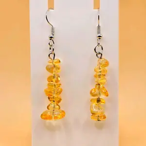 Golden Honey Drop Dangle Earrings with Sparkling Beads for Everyday Wear