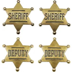 4 Pack Sheriff Deputy Badge for Kids Adults Party Favors Supplies, Police badge Medallion Pins for School Carnival Prizes, Party Bag Gift Fillers