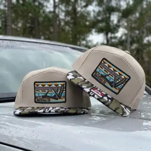 Whitetail Deer Hunting Hat | Southwestern Aztec 7 Panel Cap | Funny Embroidered Trucker Gift | Retro Camo Mesh Back Snapback | Gift For Him