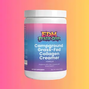 EDM Festie Gear Campground Grass-Fed Collagen Creamer Vanilla Coffee Creamer For EDM Rave Festivals Supports Skin Hair Muscle and Bone Health