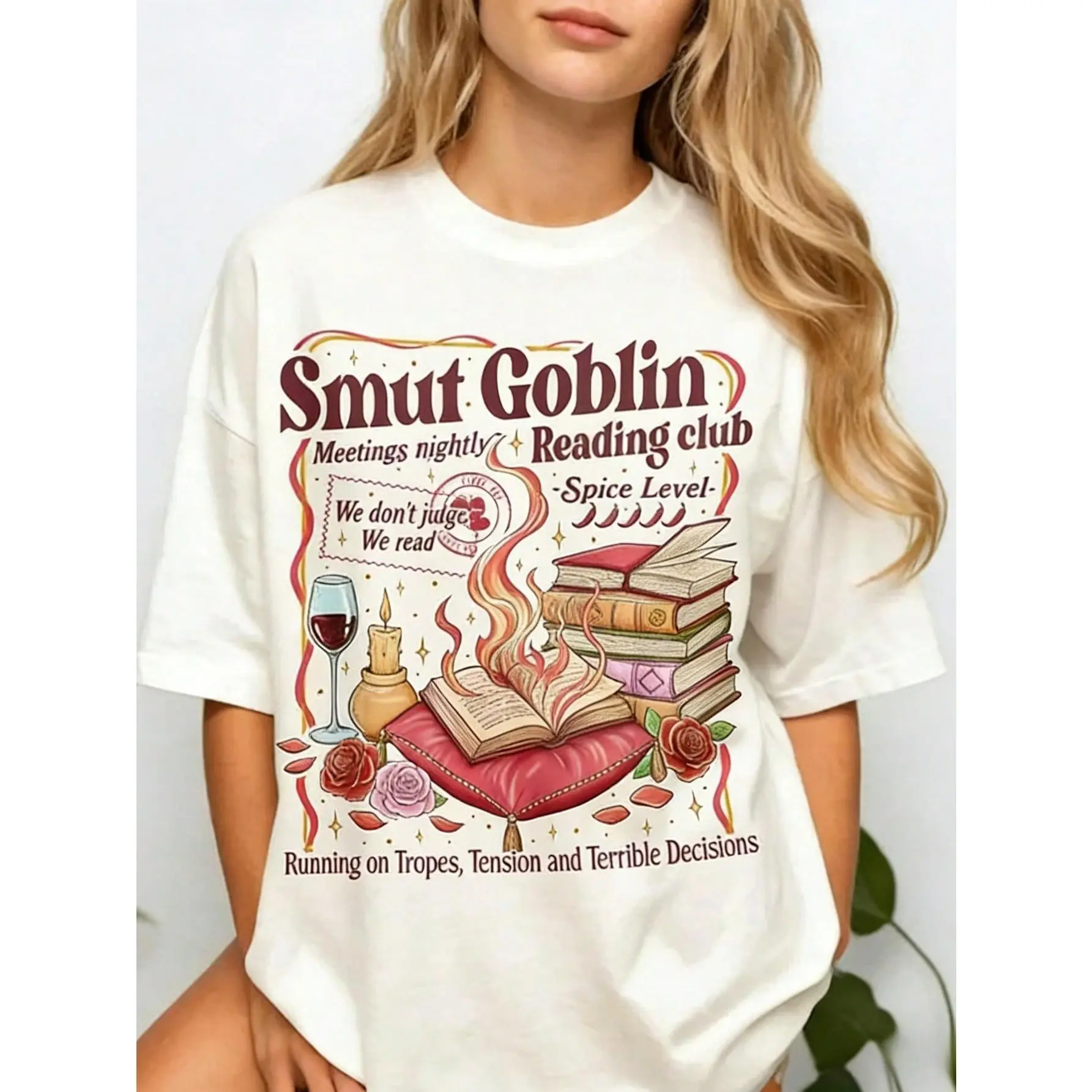 Artsadd Smut Goblin Dark Romance Bookish Shirt, Spicy Book Club Tshirt, Girl Date With A Book Shirts, Spread Those Pages Book Lover
