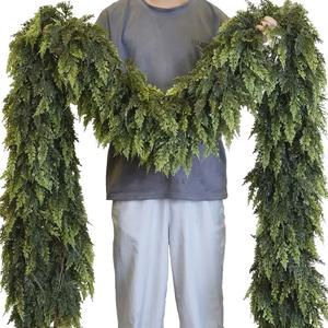 6ft Christmas Cedar Garland with Soft Thickness Pine, Artificial Green Faux Cedar Pine Garland for Mantle Fireplace Indoor Outdoor Holiday Party Home Decoration, Home Decor Ornament