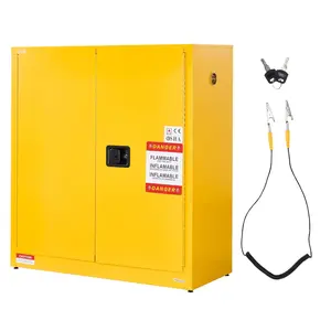 VEVOR Flammable Cabinet 18" x 43" x 46", 29 Gallon Flammable Storage Cabinet with Adjustable Shelf, Cold-Rolled and Galvanized Steel Fire Cabinets, for Commercial Industrial Home Use, Yellow