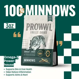 PROWWL Freeze-Dried Minnows - 100% Natural, High Protein, Grain-Free, Gluten-Free, Supports Skin & Coat Health, Omega-3 Powerhouse