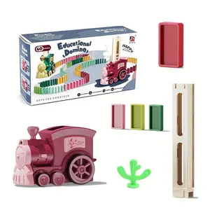 Creative Domino Train Set, Automatic Card Track, Ideal for Kids Aged 3+, Enhances Hand-Eye Coordination, Indoor & Outdoor Play, Birthday Gift!Requires 2 AA batteries (not included)