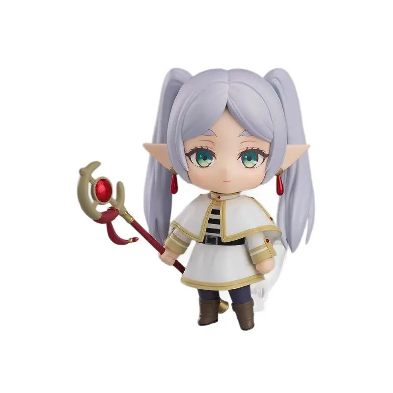 Nendoroid-Style Frieren Dynamic Collectible Action Statue - Highly Posable Anime Figure with Interchangeable Face Plates, Accessories, Exquisite Details for Summer Vibe Decor
