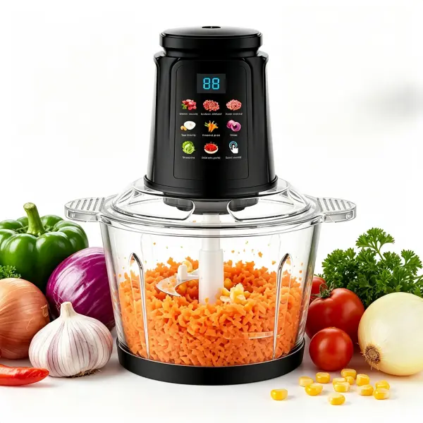 Touch Control Food Chopper, 3L Multifunctional Meat Grinder with Egg Whisk Attachment, Stainless Steel Blades for Meat Vegetable Nuts, Easy Clean Kitchen Food Processor